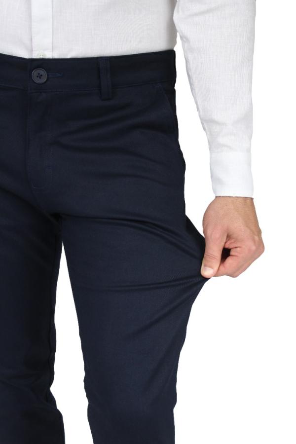 Pantalón Stretch de Vestir Color Azul Marino Slim Fit Para Caballero